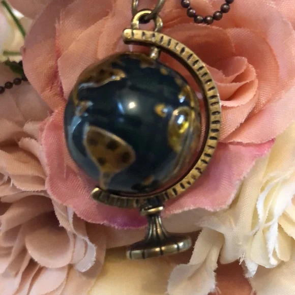 Globe Necklace World Globe and Binoculars Necklace Globe Graduation Gift - Picture 10 of 16